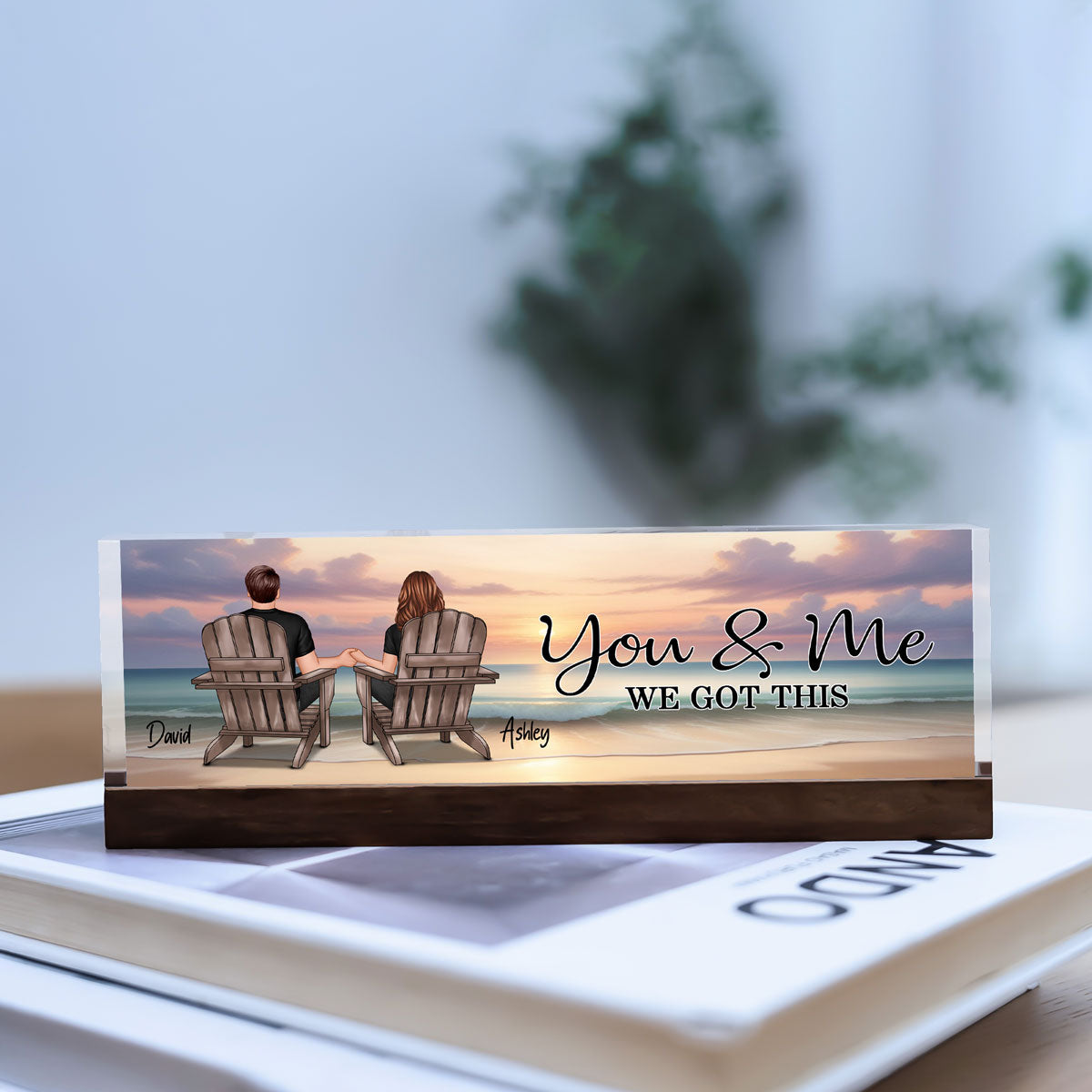 You & Me We Got This Couple Back View At Beach Personalized Acrylic Desk Block Plaque