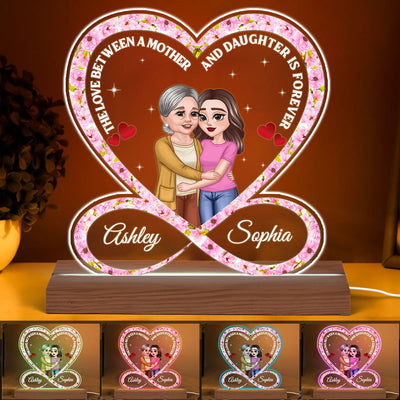 Infinity Heart Mother Daughter Hugging Personalized Acrylic Custom Shape LED Night Light