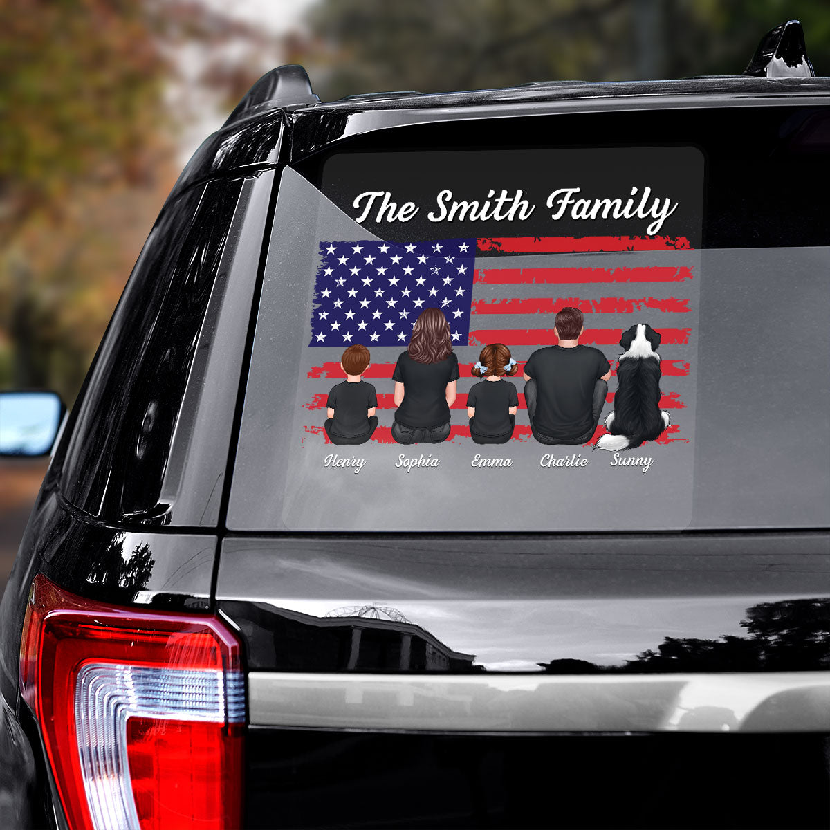 American Family Decor On Car Fridge Window Personalized Decal