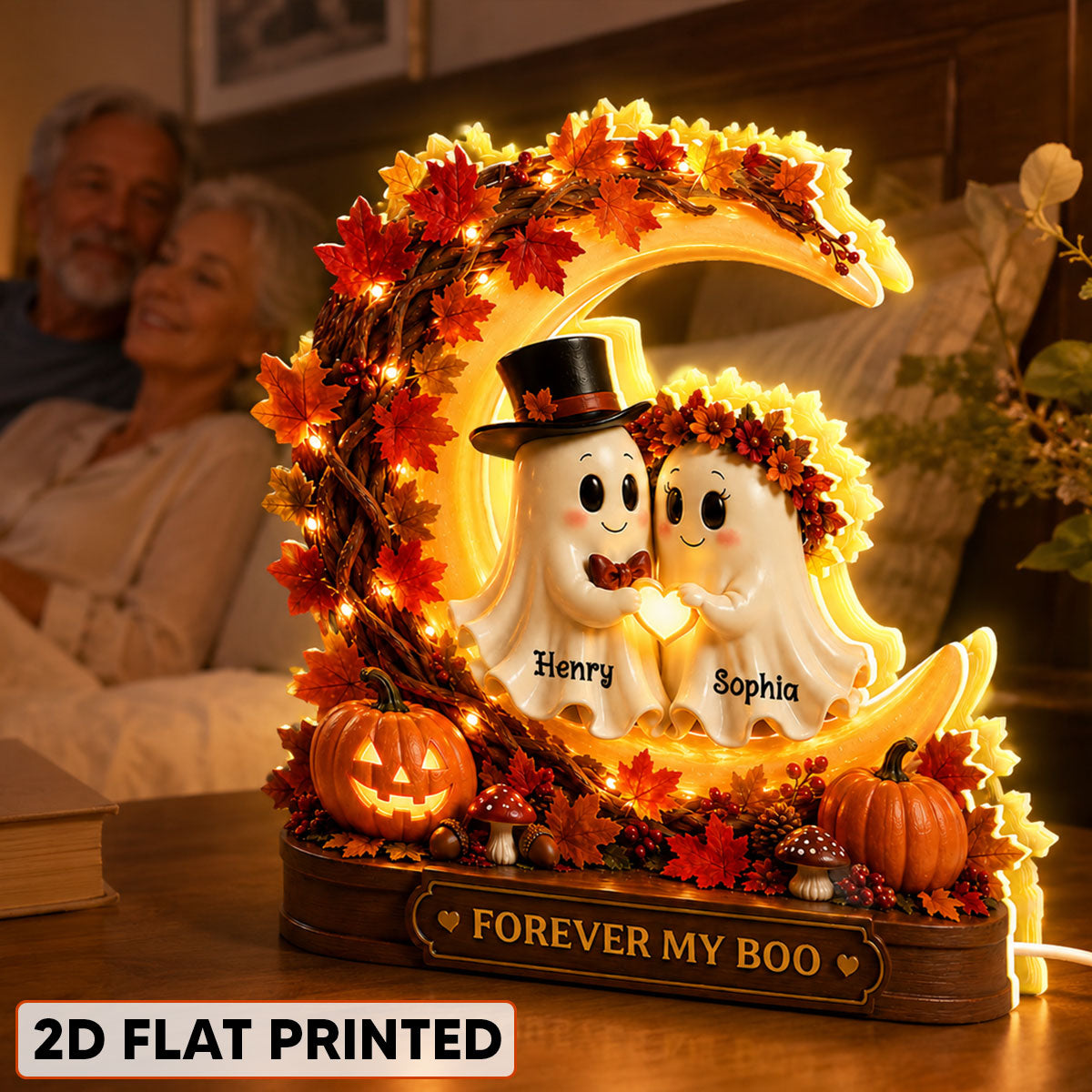 Forever My Boo Ghost Couple - Personalized Light Box - Halloween Fall Season Gift For Him, Her