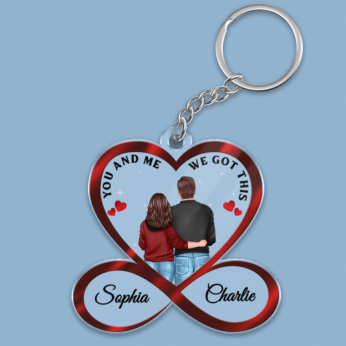 Infinity Heart Couple Back View Standing Anniversary Gift For Him Gift For Her Personalized Acrylic Keychain