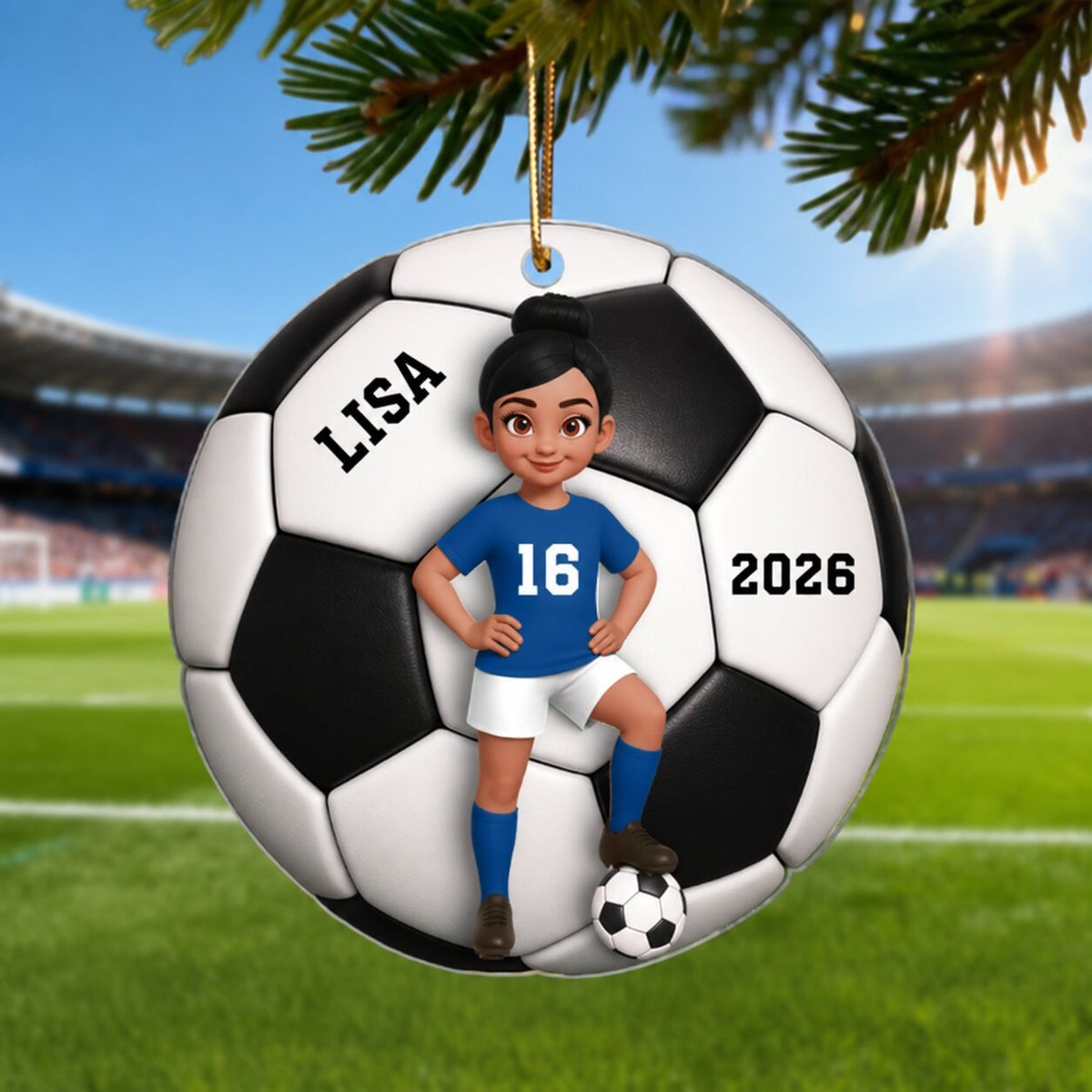 Soccer Girl Boy 3D Effect - Personalized Acrylic Ornament