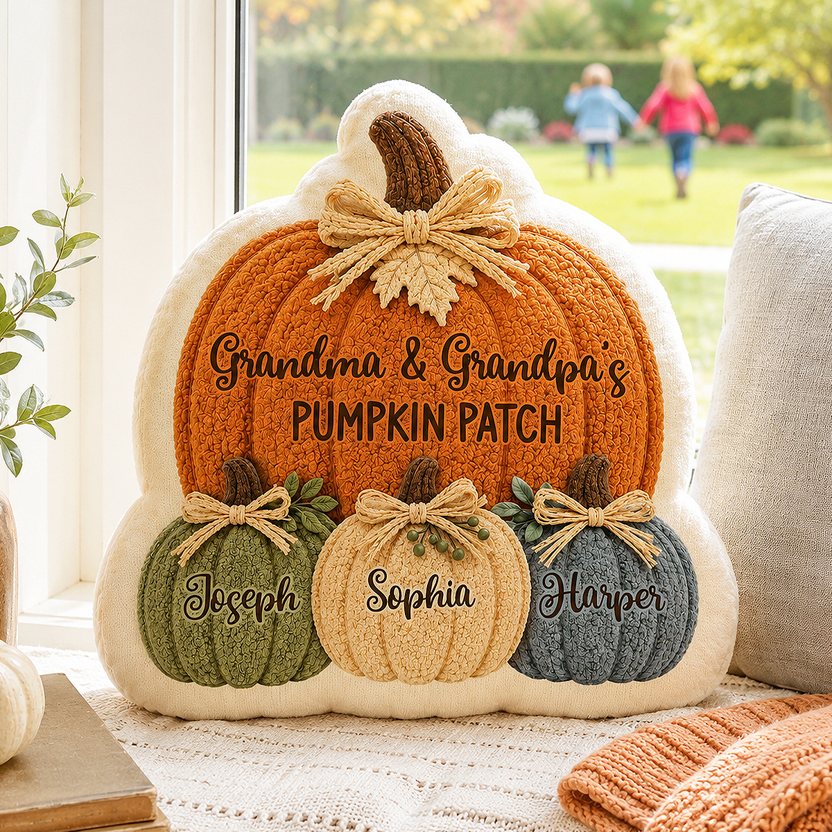 Grandma & Grandpa's Pumpkin Patch 2D Printed - Personalized Pillow - Fall Season Decor For Grandparents
