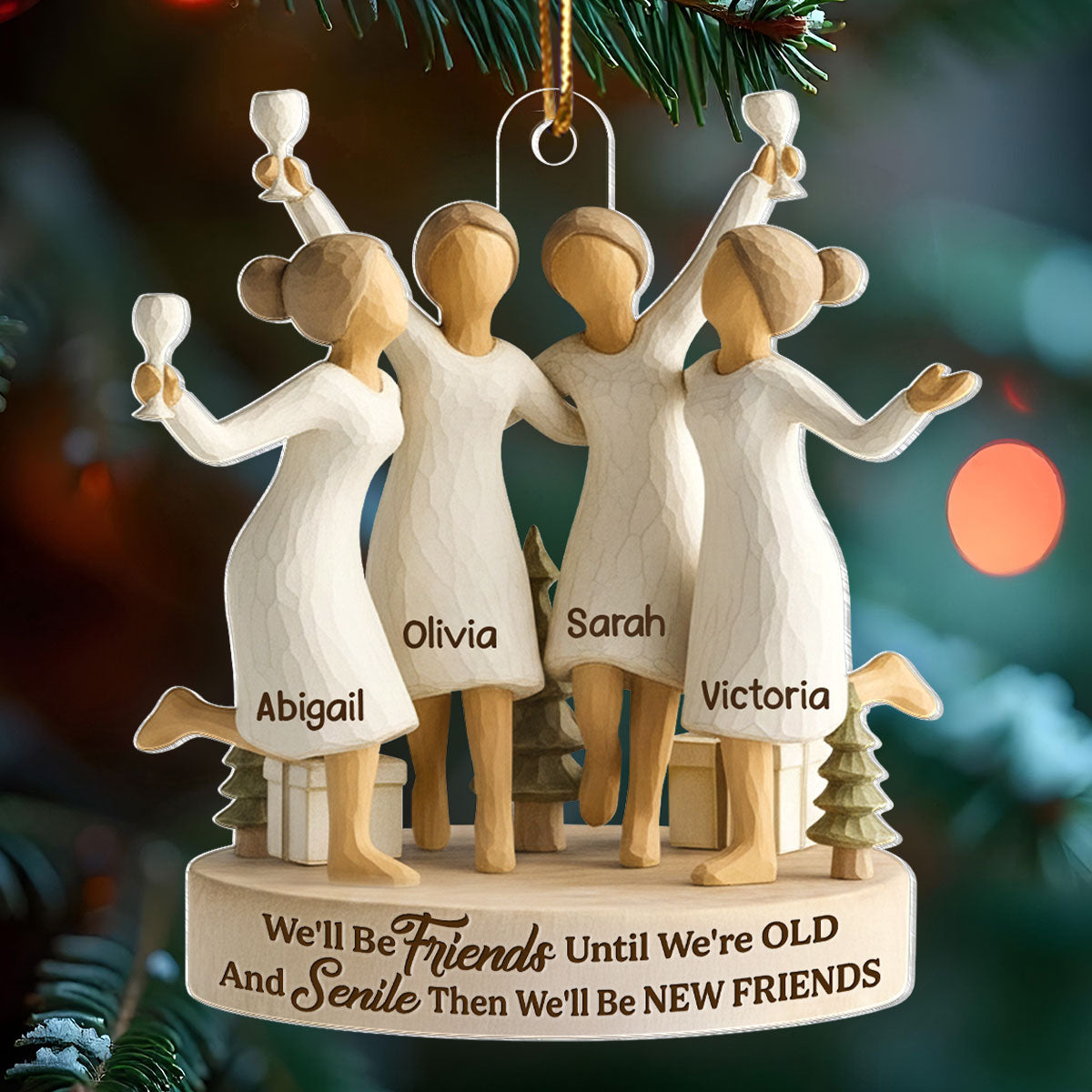 Friends Until Old and Senile - Personalized Acrylic Ornament - Christmas Gift for Best Friends