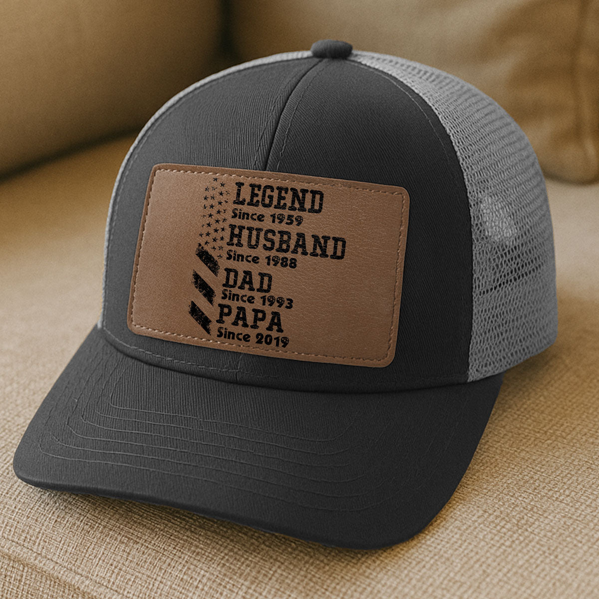 Personalized Legend Husband Dad Papa Since Father's Day Leather Patch Hat
