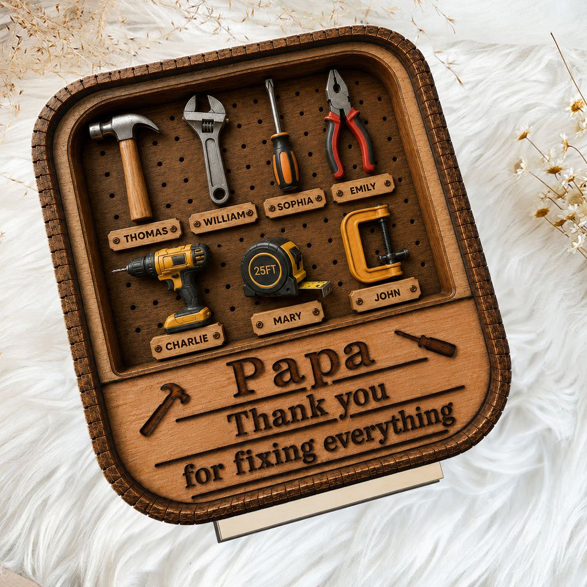 Dad Grandpa Tool Box - Personalized 2-Layered Wooden Plaque - Father's Day Gift For Dad, Husband
