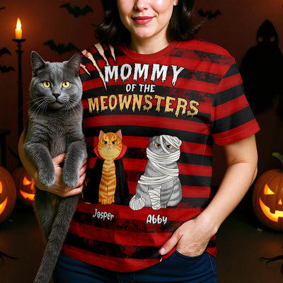 Halloween Horror Theme Cat Mom Cat Dad Personalized 3D Shirt, Halloween Costume For Cat Lovers