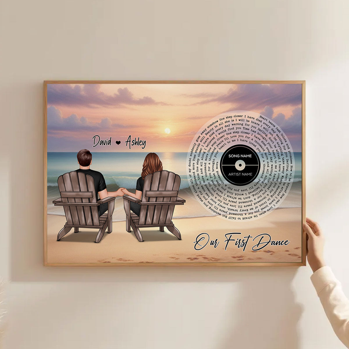You And Me Beach Landscape Favorite Song Vinyl Lyrics Personalized Poster, Heartfelt 2025  Gift, Anniversary Gift, Birthday Gift For Him, For Her, Boyfriend, Girlfriend, Husband, Wife