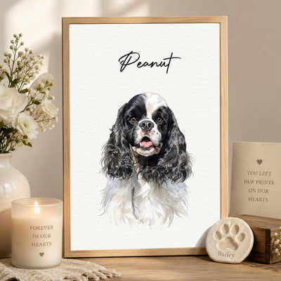 Custom Watercolor Portrait Using Pet Photo - Personalized Poster - Heartfelt Dog Cat Memorial Art