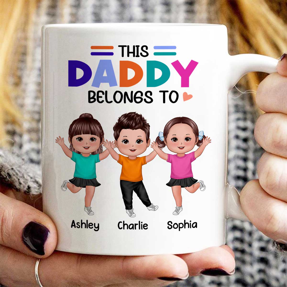 Colorful This Daddy Belongs To Happy Doll Kid Father‘s Day Gift For Dad Personalized Mug
