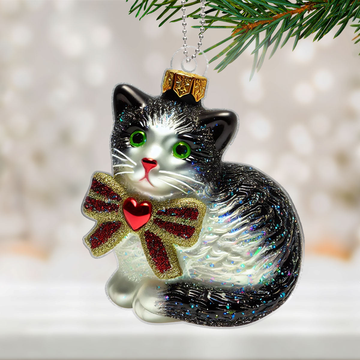 Christmas Cats 2D Flat Personalized Acrylic Ornament, Christmas Gift For Cat Lovers