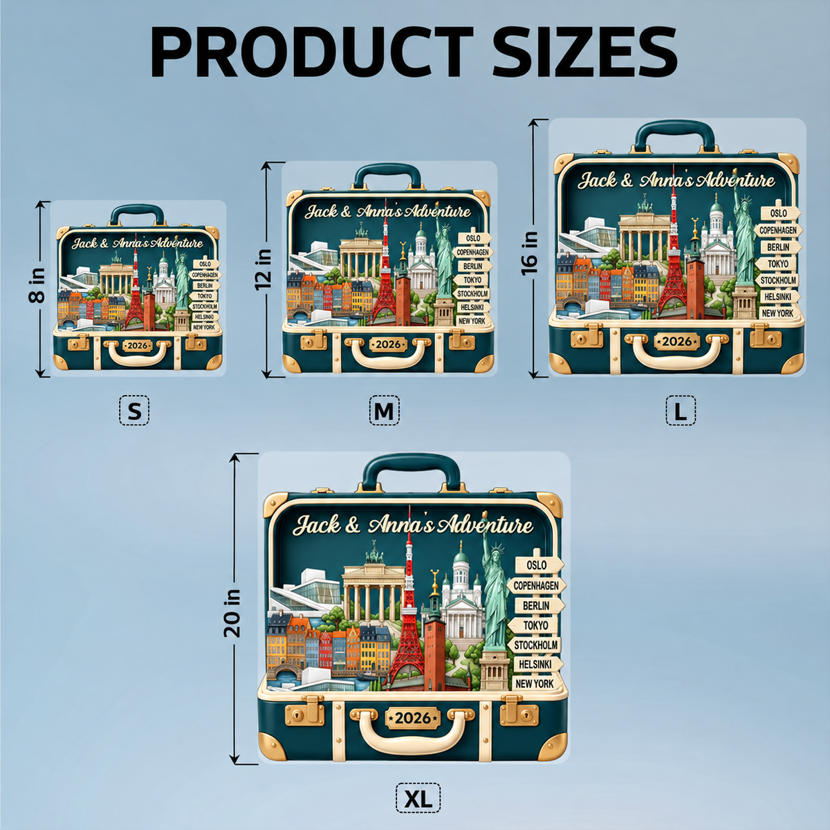 Custom Travel Adventure Suitcase 2D Flat Printed - Personalized Decal - Traveling Destination Keepsake, Christmas Gift For Traveling Lovers