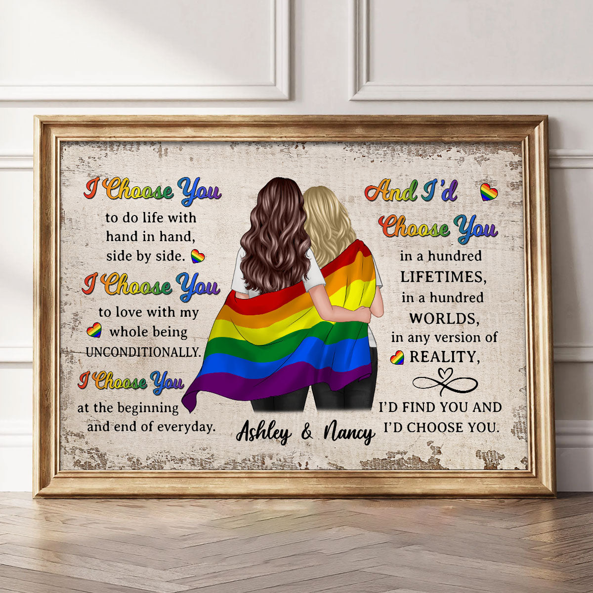 Pride Month LGBTQ+ Couple I Choose You Personalized Poster, Gift For Couple