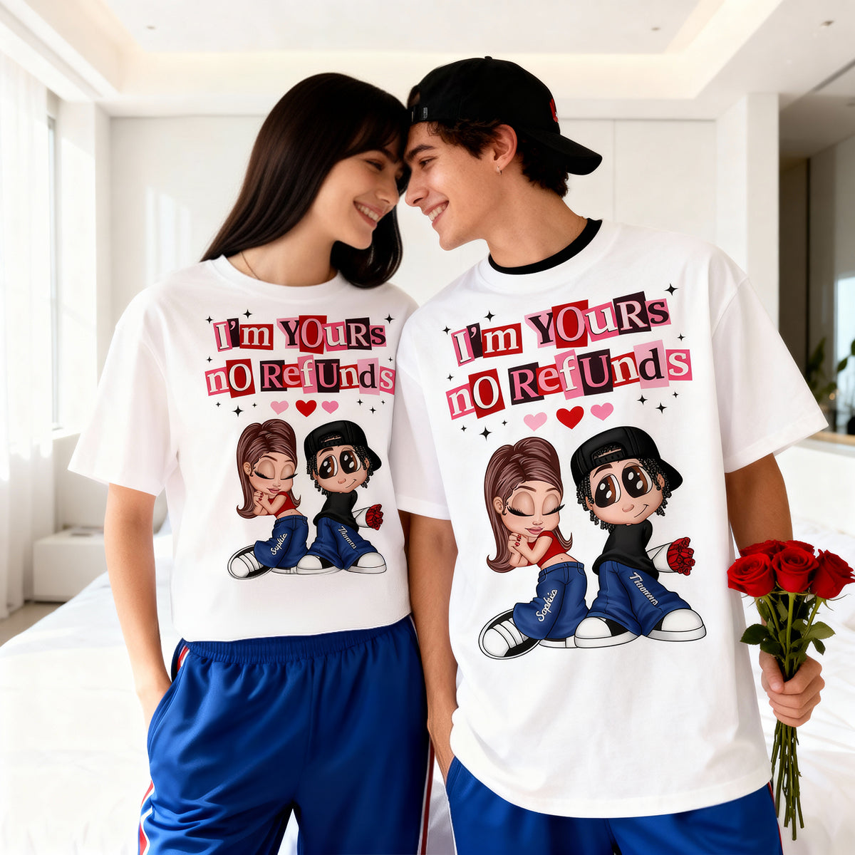 Y2K Couple I'm Yours No Refund - Personalized Shirt - Funny Valentine's Day Gift for Him, for Her, Matching Couple Shirts