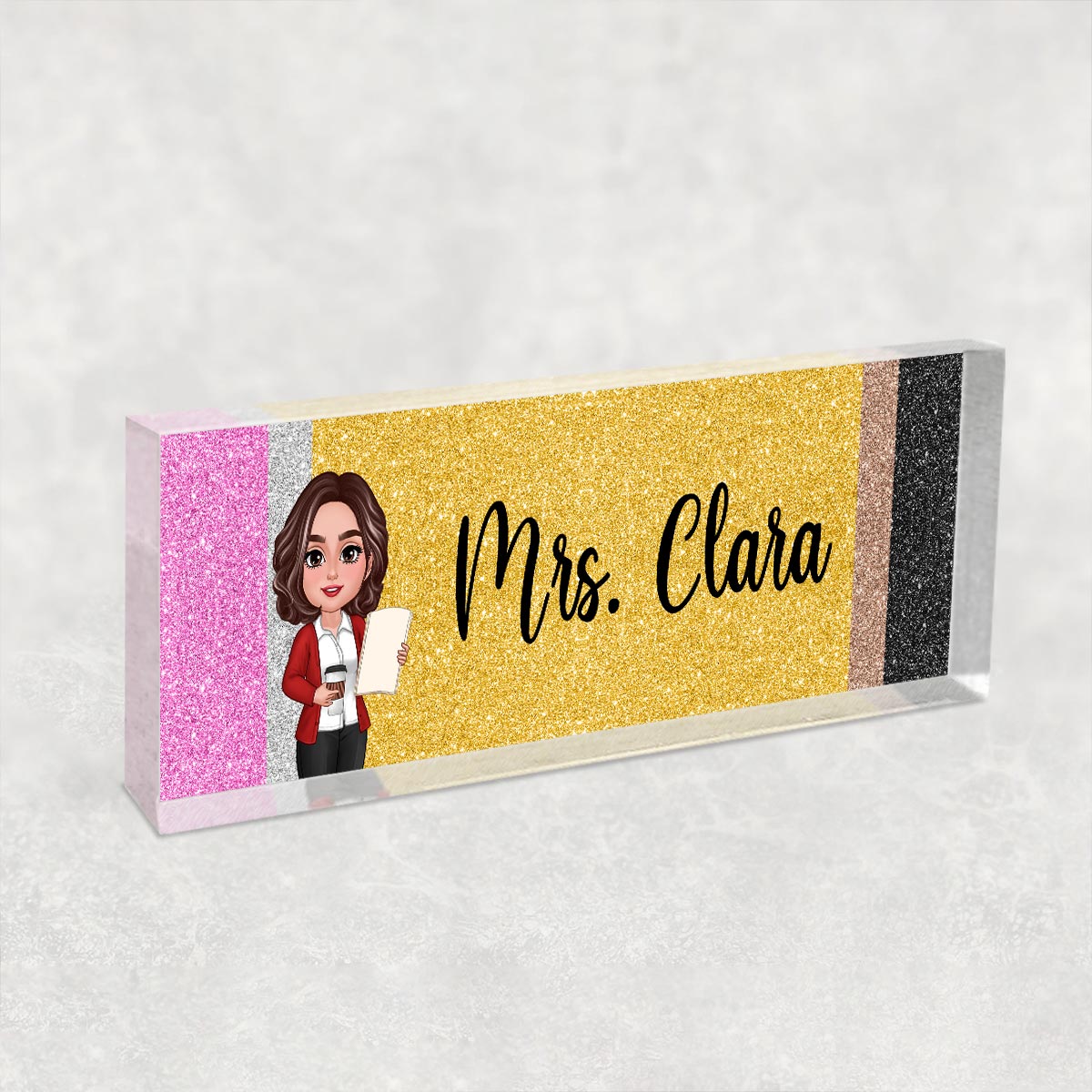 Teacher Pencil Personalized Acrylic Desk Name Plate, Gift For Teacher