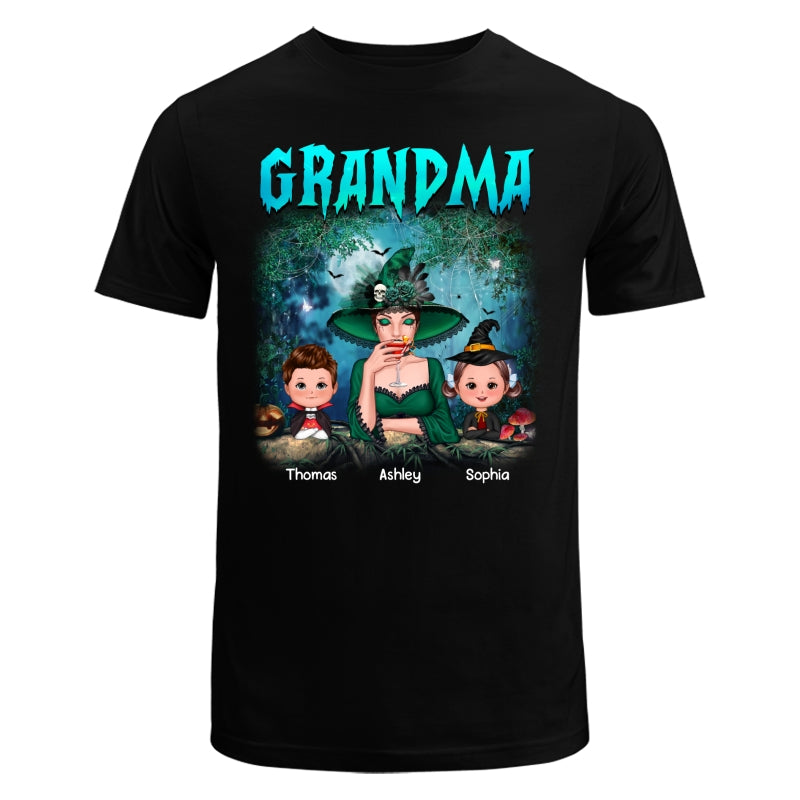 Grandma Grandkids Halloween Moon In Forest Personalized Shirt