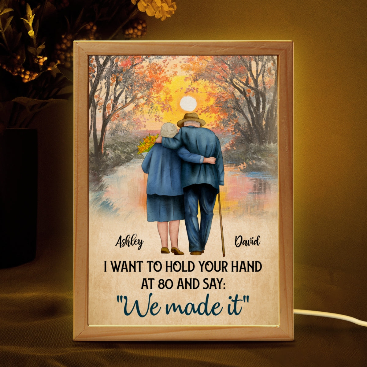 Couple Hold Hands Back View Personalized Luminous Frame Light Box
