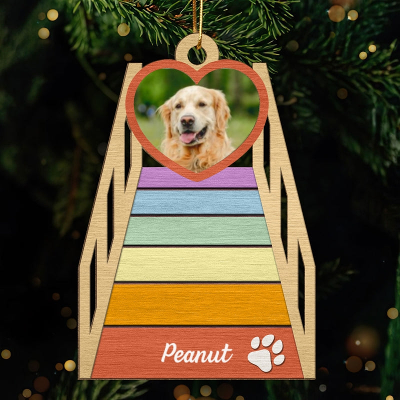 See You At Rainbow Bridge Memorial Dog Cat Photo Inserted Personalized Wooden Ornament
