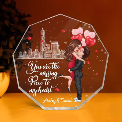 The Missing Piece To My Heart Personalized Nonagon Acrylic Plaque - Valentine‘s Day Gift For Him, Gift For Her