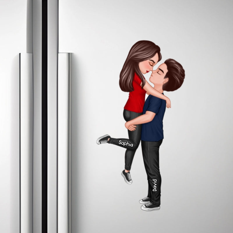 Couple Hugging Kissing Personalized Acrylic Fridge Magnet, Heartfelt Gift For Couple, For Him, For Her, Boyfriend, Girlfriend, Husband, Wife