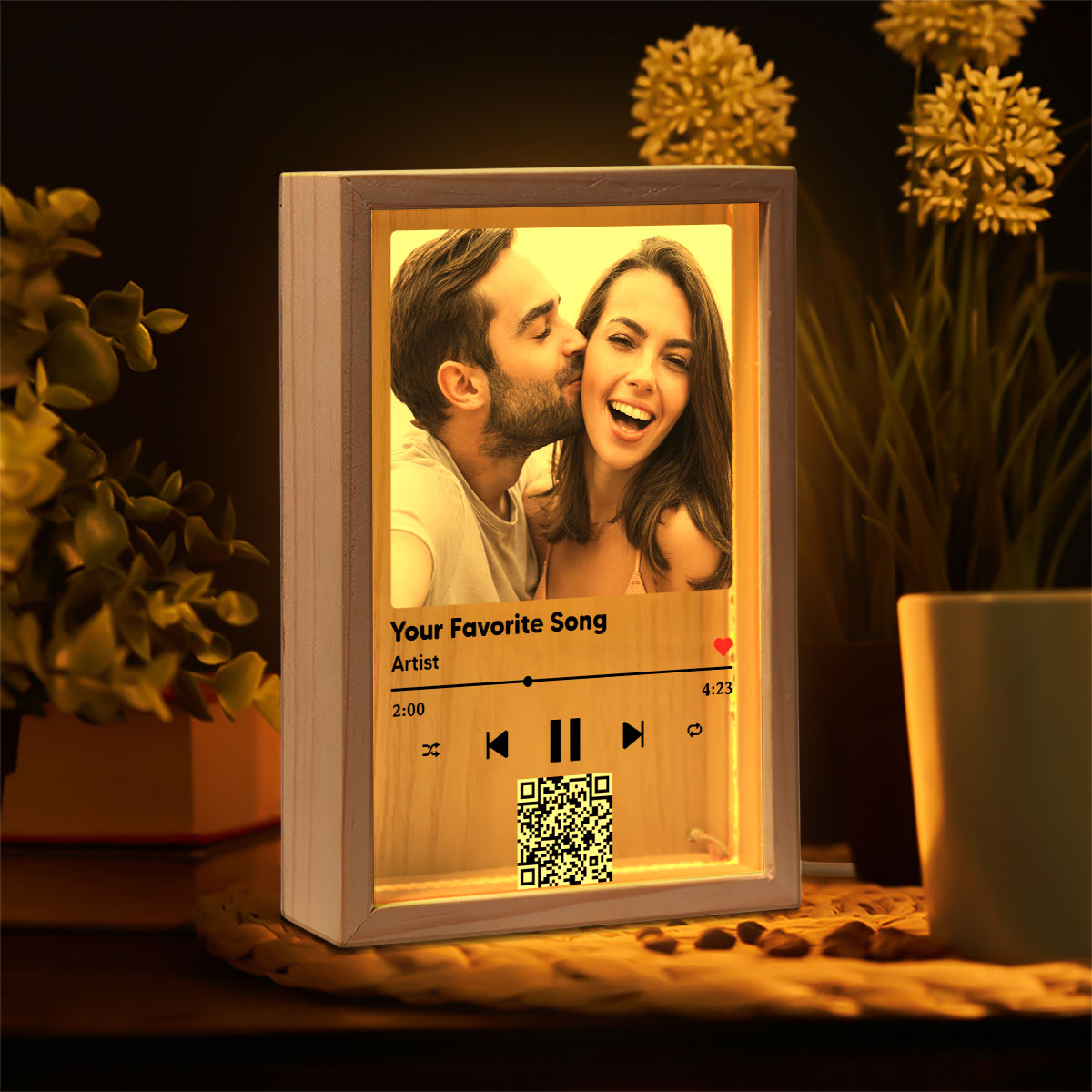 Favorite Song Title QR Code Personalized Photo Frame Light Box