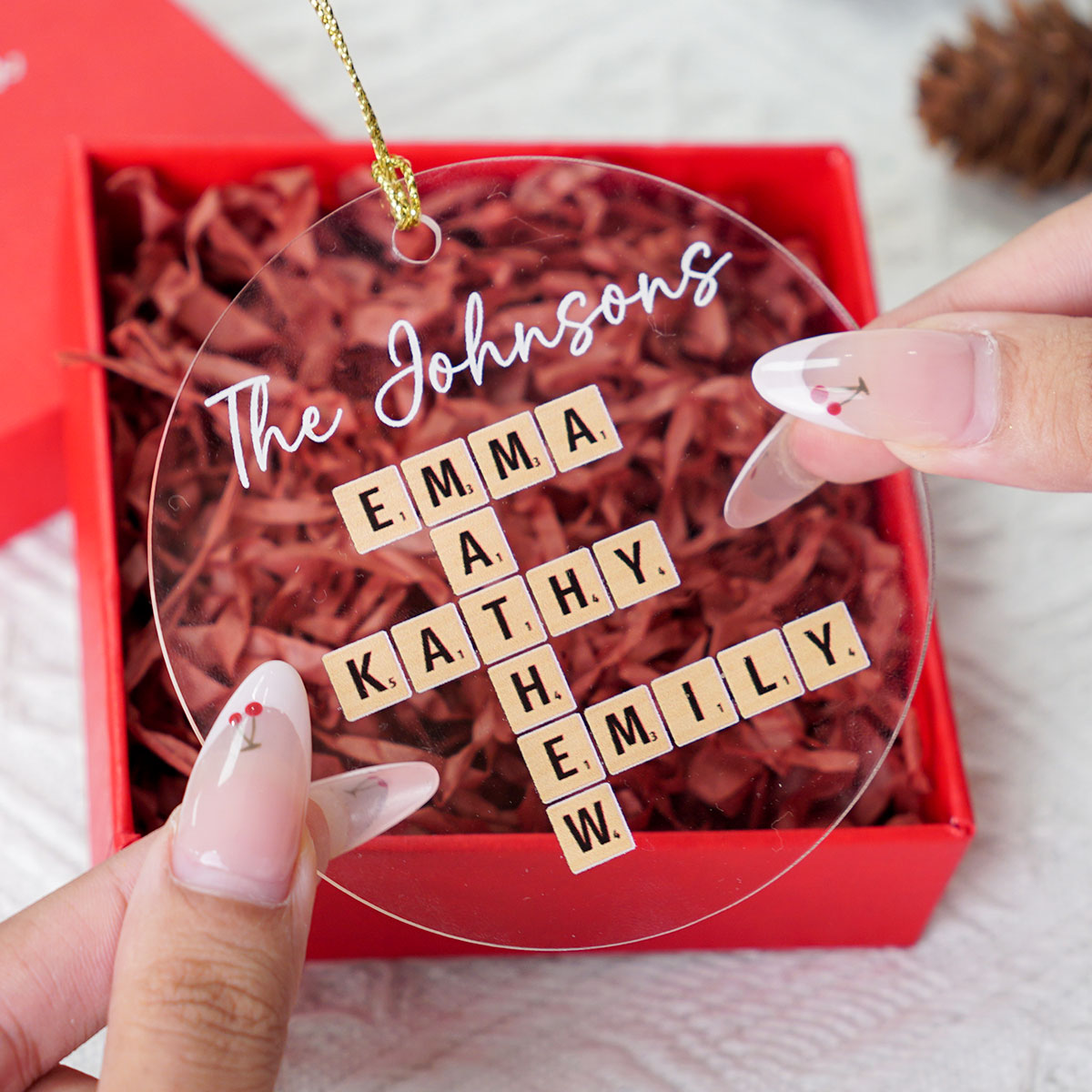 Family Crossword Puzzle Art - Personalized Acrylic Ornament