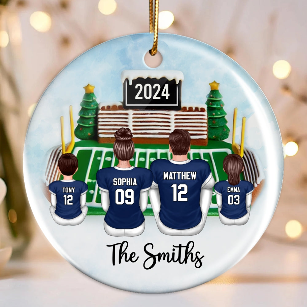 Football Family Watching Game Ballpark Sport Lover Personalized Ceramic Ornament
