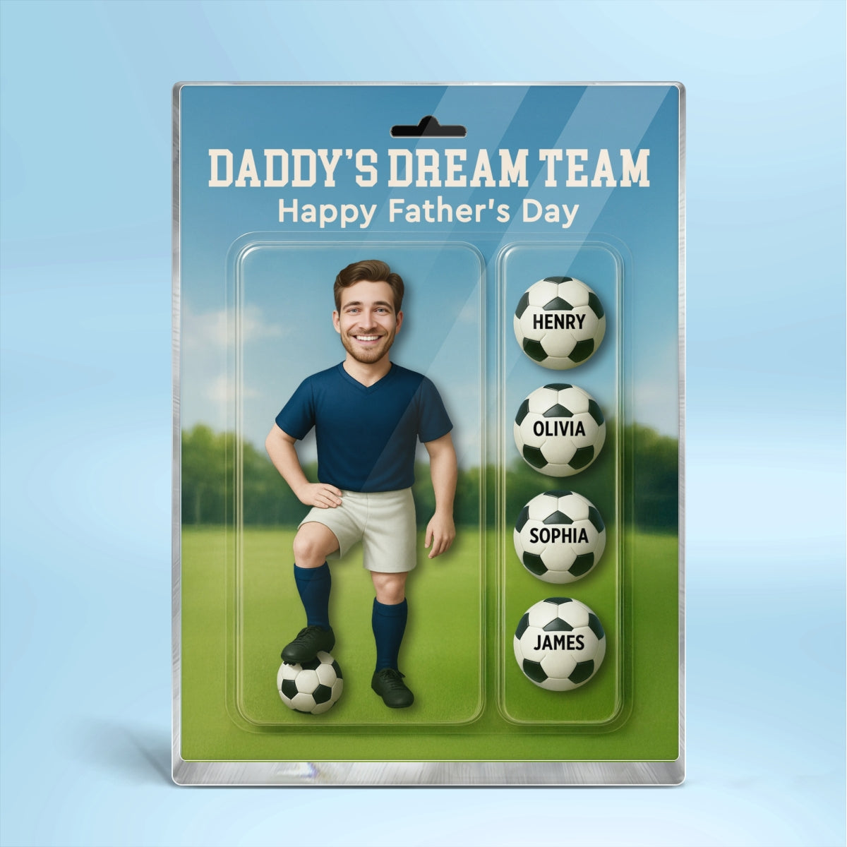 3D Effect Soccer Dad Daddy's Dream Team Custom Figure Personalized Rectangle Flat Acrylic Block Plaque