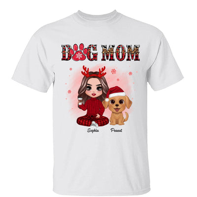 Leopard And Checkered Pattern Christmas Doll Dog Mom Watercolor Cute Dogs Personalized Shirt