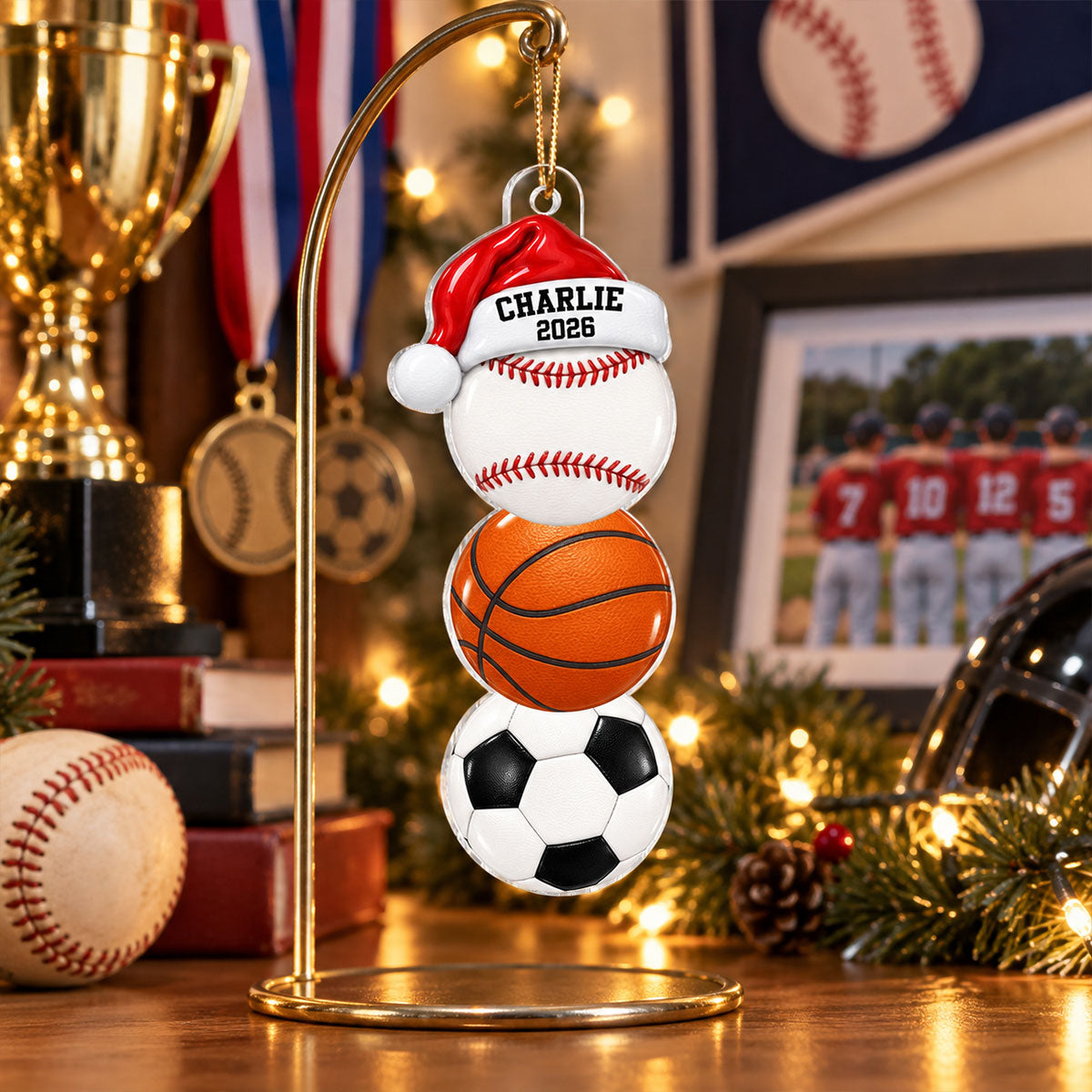 Custom Multiple Sports Player Name - Personalized Acrylic Ornament - Christmas Gift For Kid, Teen, Soccer, Basketball, Baseball, Softball, Football, Volleyball Athlete, Players, Lovers