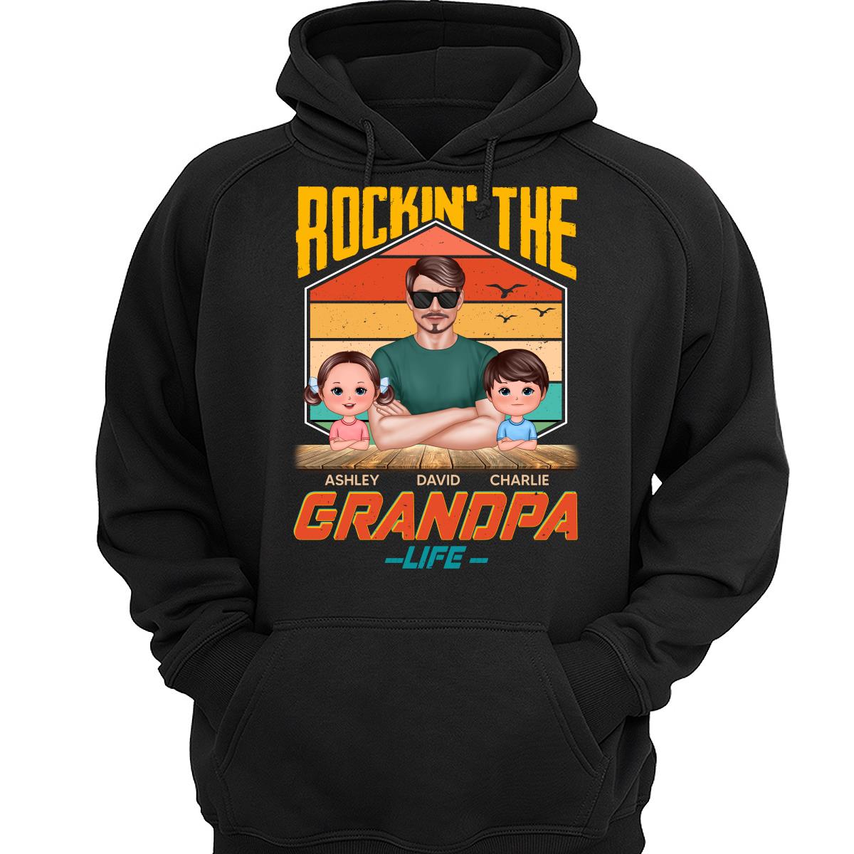 Rockin‘ The Dad Grandpa Life Retro Personalized Shirt