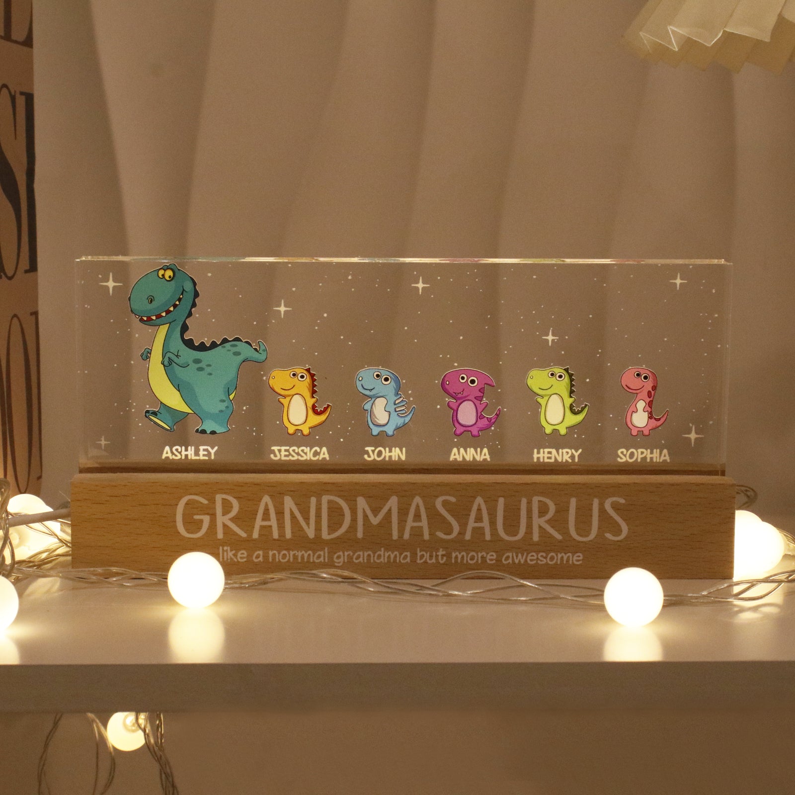 Grandmasaurus Like Normal Grandma But More Awesome Personalized Acrylic Block LED Night Light
