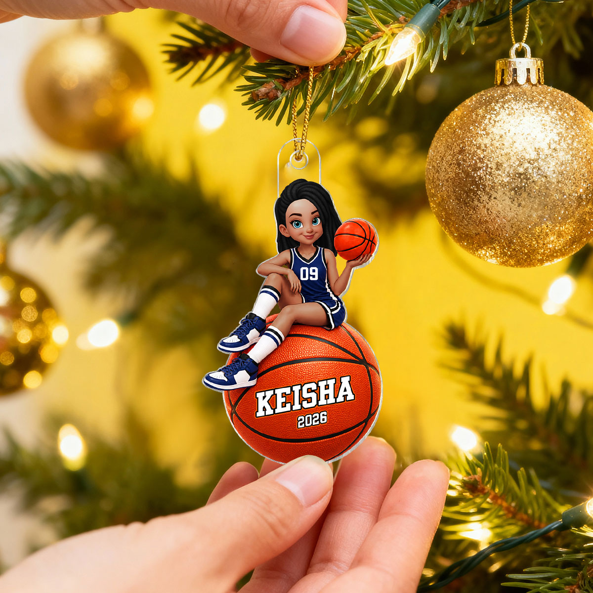 Proud Basketball Player Slay Girl - Personalized Acrylic Ornament - Christmas Gift For Basketball Players, Granddaughter, Daughter