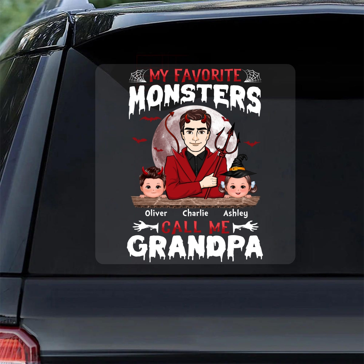 Favorite Monsters Dad Grandpa Personalized Decal, Halloween Decor