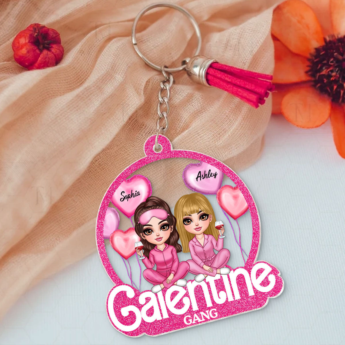 Galentine Gang Partners In Crime Pretty Girls Personalized Acrylic Keychain,  Gift, Social Club, Besties Gift
