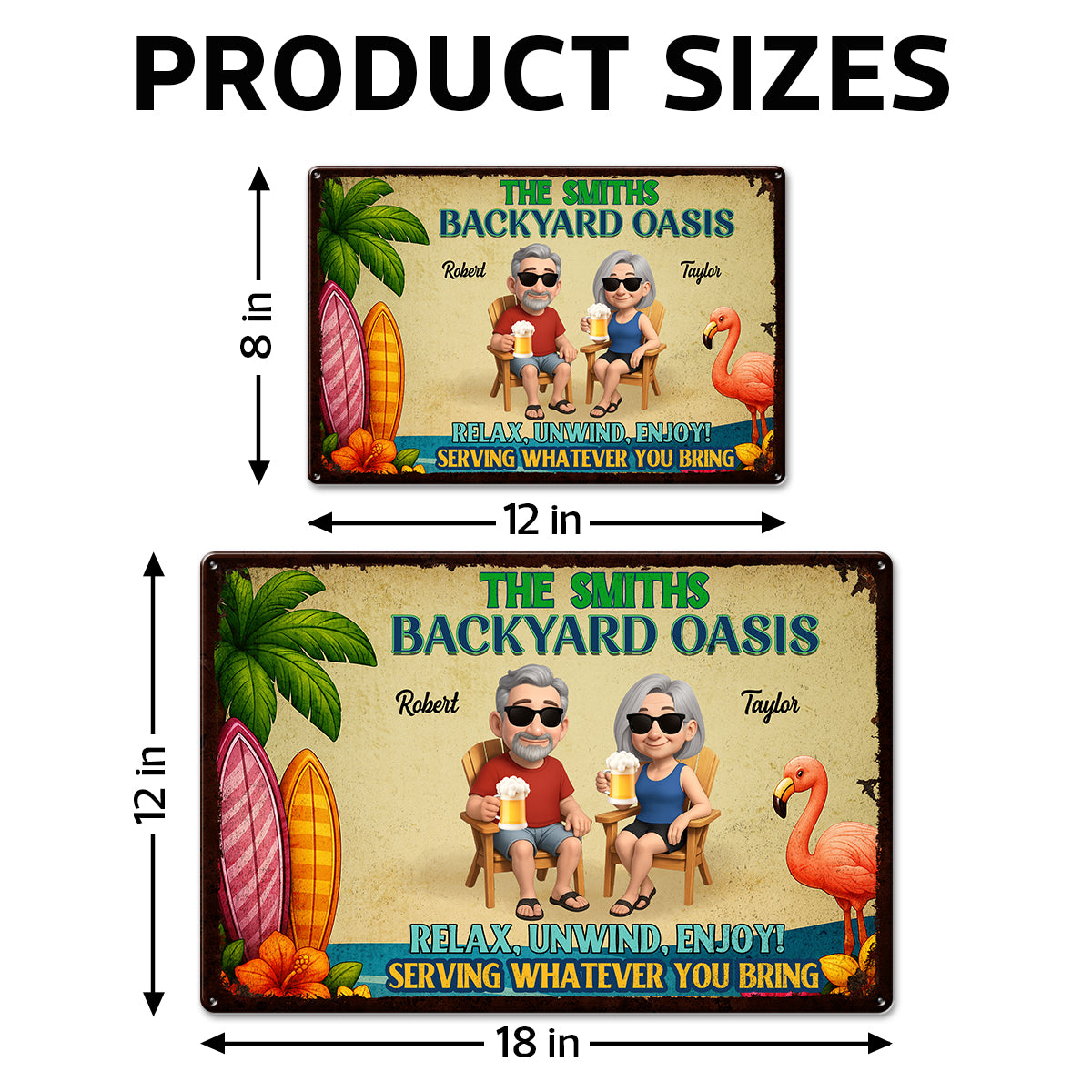 Backyard Oasis Serving Whatever You Bring, Personalized Metal Sign, Patio Decor, Pool Sign, Tiki Bar