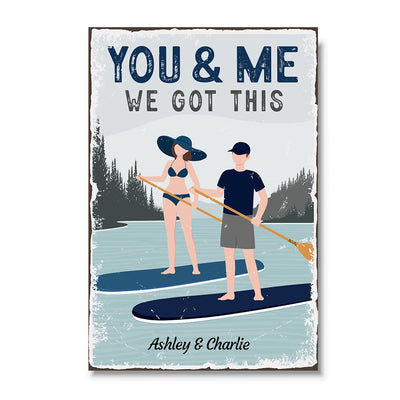 You & Me We Got This Couple Paddle Boarding Vintage Personalized Poster