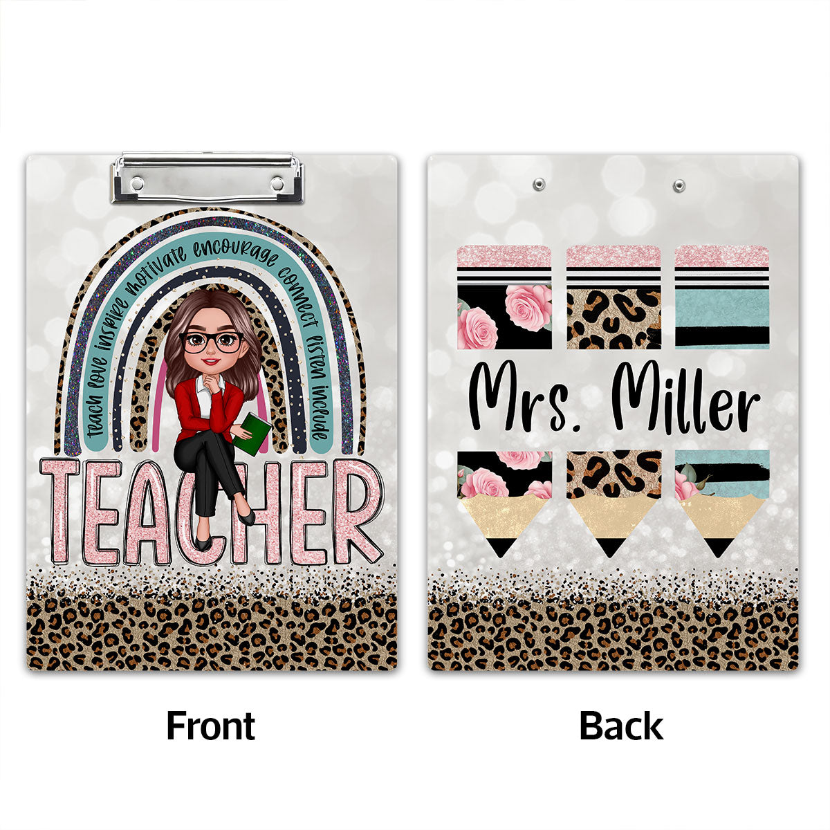 Teacher Leopard Personalized Clipboard, Gift For Teacher, Teacher Appreciation Gift, Back To School Gift