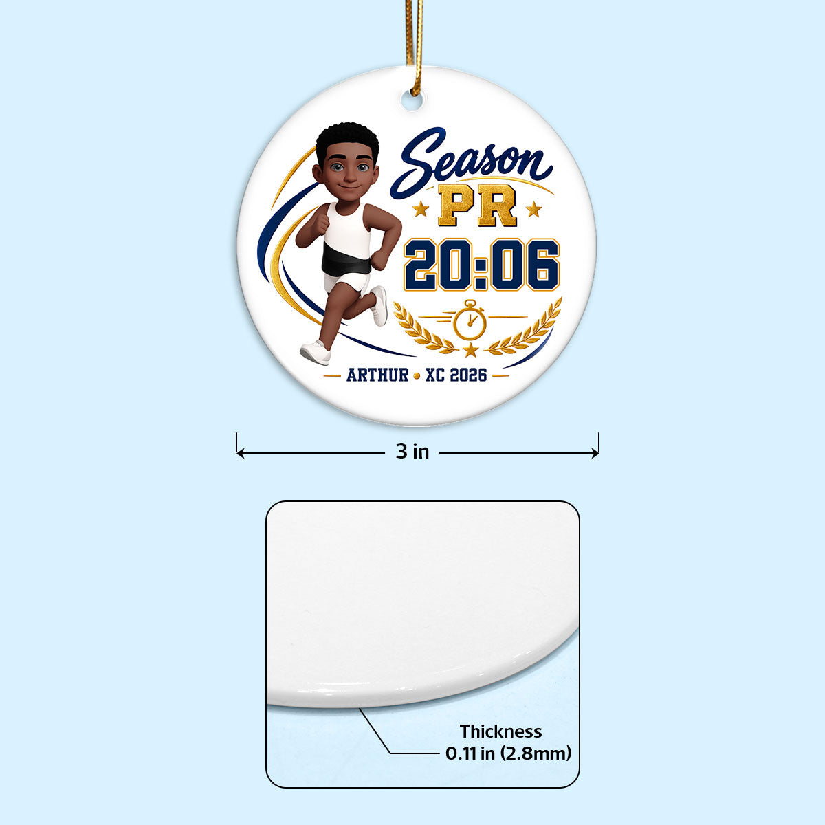 Season PR Cross Country Runner - Personalized Ceramic Ornament - XC PR Keepsake For XC Athlete, Gift For Daughter, Gift For Son