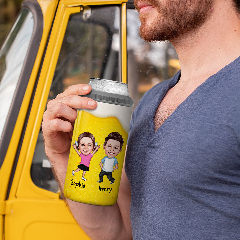 From The Reasons You Drinks Caricature Kids Personalized 4 In 1 Can Cooler