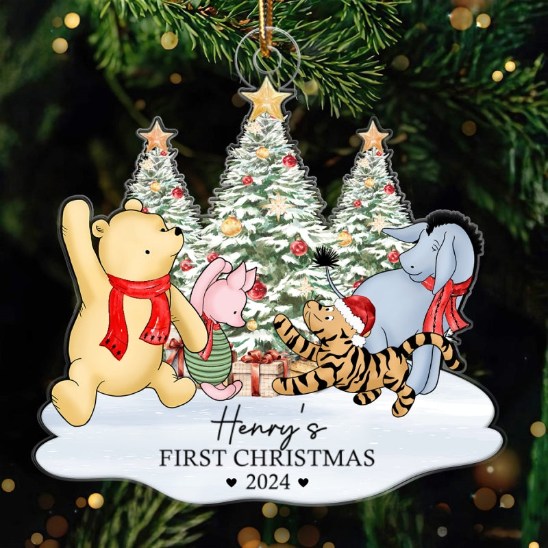 Cute Characters Baby's First Christmas Personalized Acrylic Ornament, Christmas Gift For Newborns, New Parents