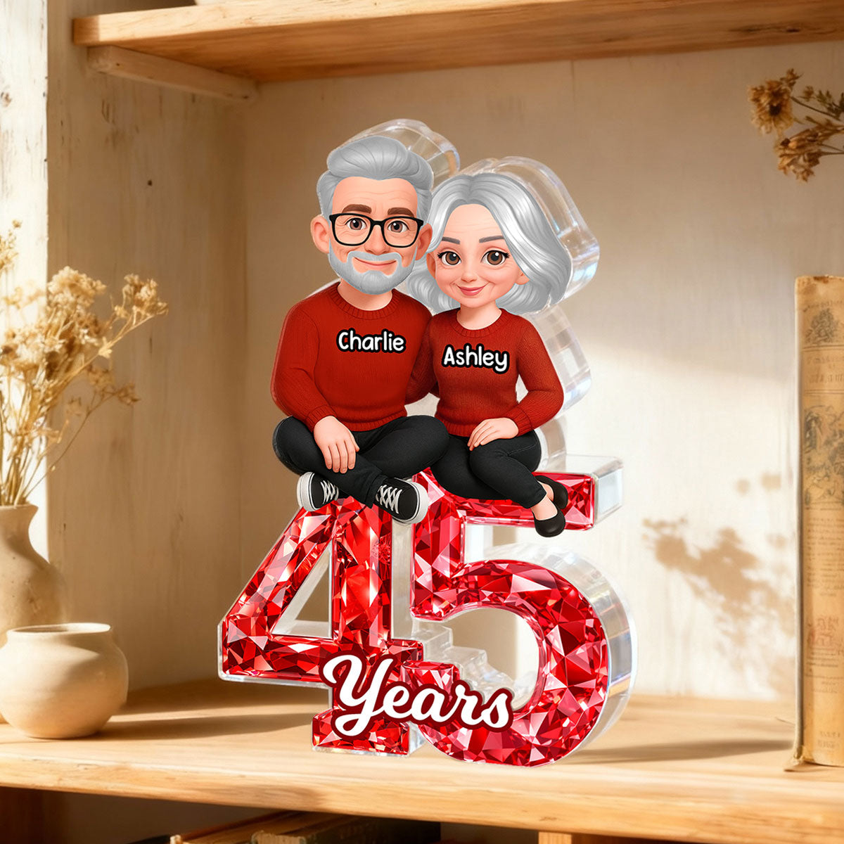 Couple Sitting Anniversary Date 3D Crystal Effect - Personalized Acrylic Block Plaque - Sentimental Gift for Her, Gift for Him