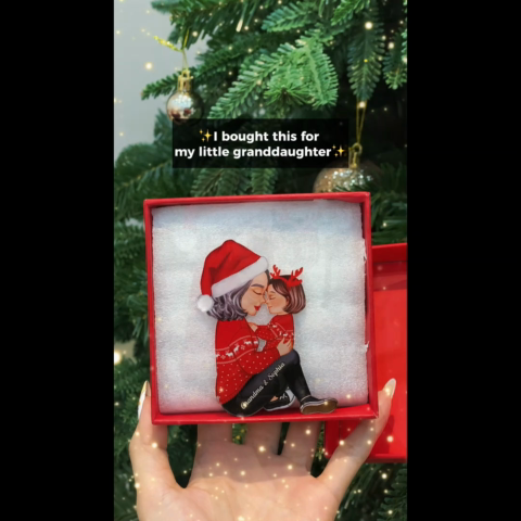 Grandma Mom Holding Kid Side View Personalized Acrylic Ornament