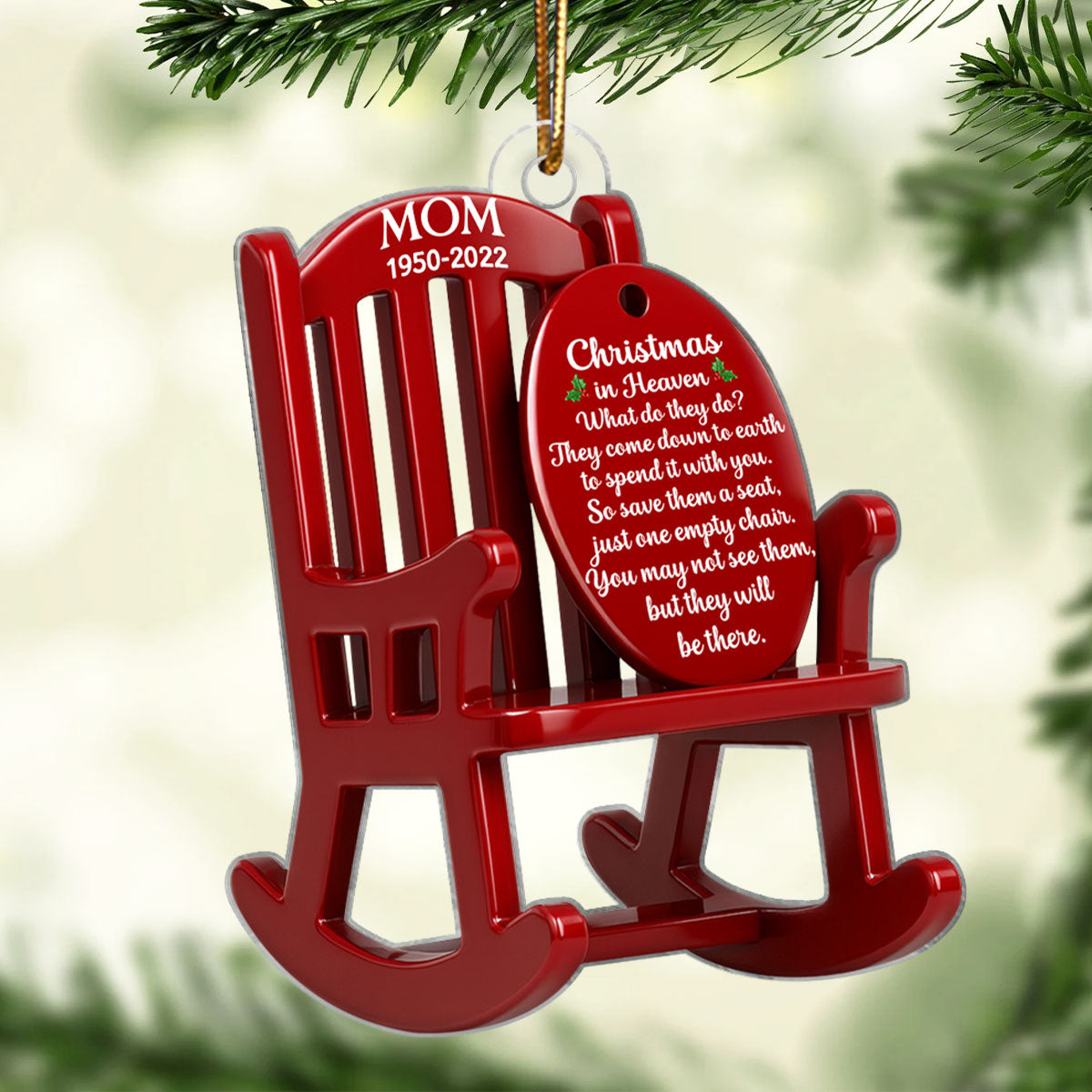 Christmas in Heaven Personalized 3D Effect Acrylic Rememberance Ornament, Heartwarming Gift for Loved Ones, Christmas Sympathy Gift