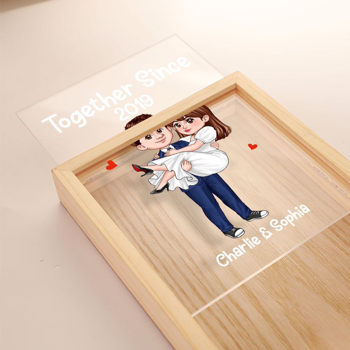 Cute Cartoon Couple Together Since Personalized Frame Light Box
