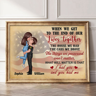 I Had You You Had Me Nation Flag Theme Hero Couple Hugging Kissing Anniversary Gift Personalized Poster