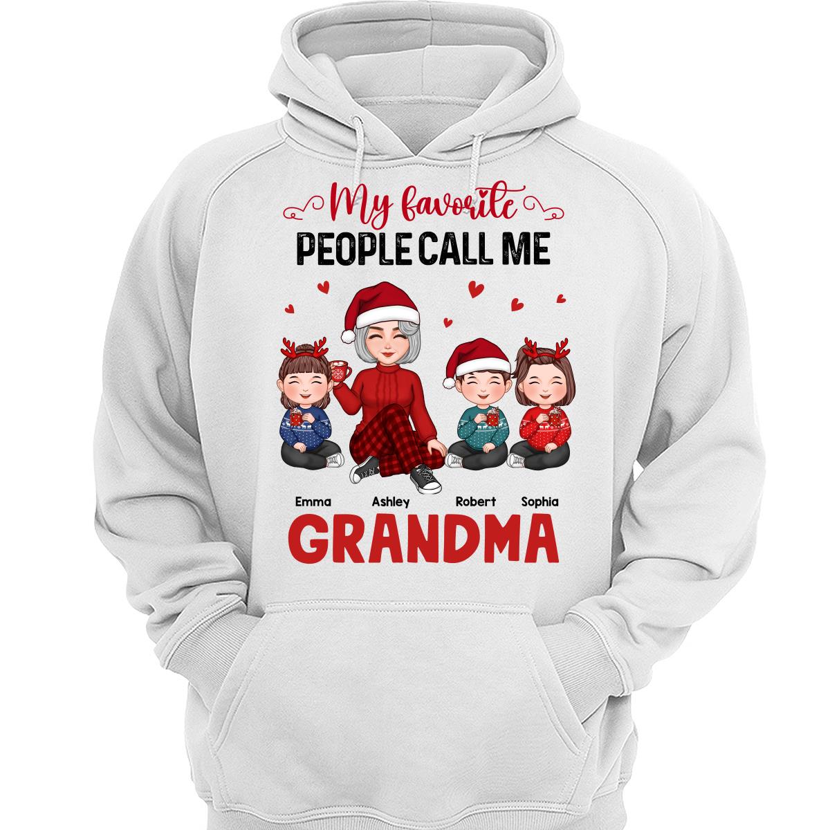 My Favorite People Call Me Grandma Cute Grandma And Kids Sitting Christmas Personalized Shirt