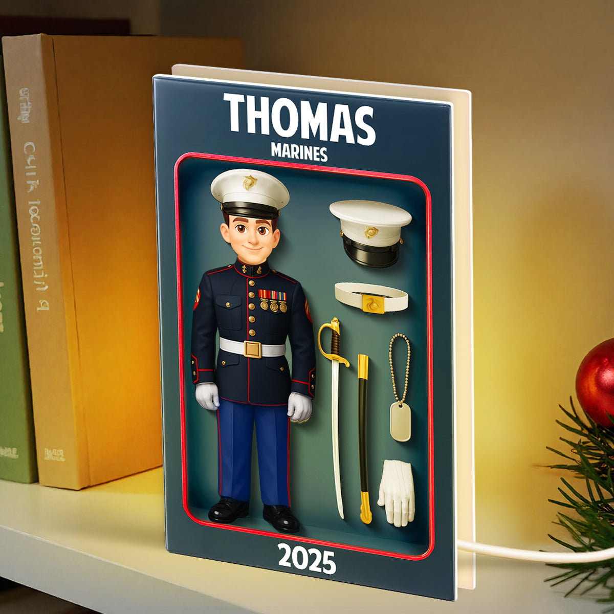 Marines Action Figure 3D Effect - Personalized Light Box - Special Gift For The Marines