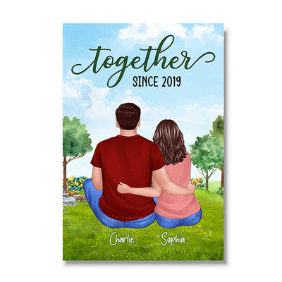 Couple Sitting Back View In The Park Personalized Vertical Poster