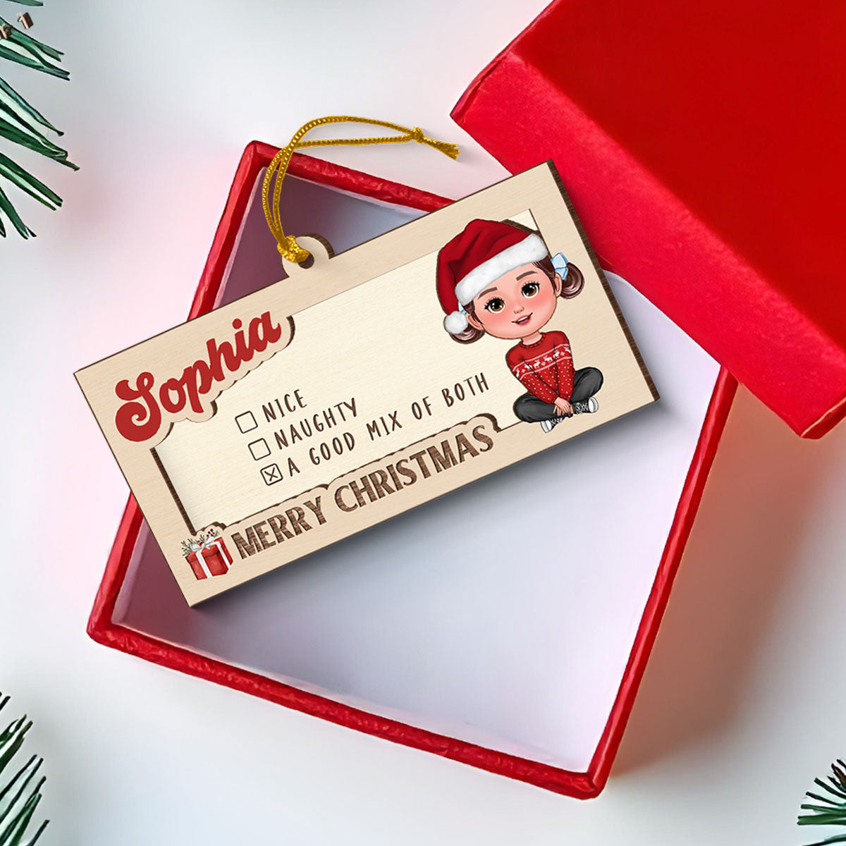 Hidden Message Christmas Cute Doll Kid Personalized Money Holder Ornament, Unique Christmas Gift For Son, Daughter, Grandson, Granddaughter, Niece, Nephew